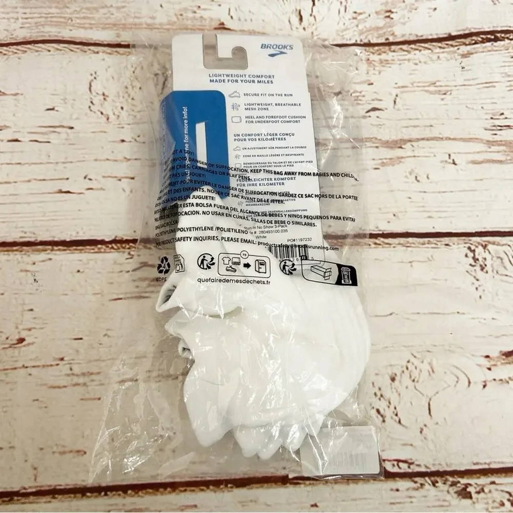 BROOKS Run-In No Show White Socks - Picture 3 of 3